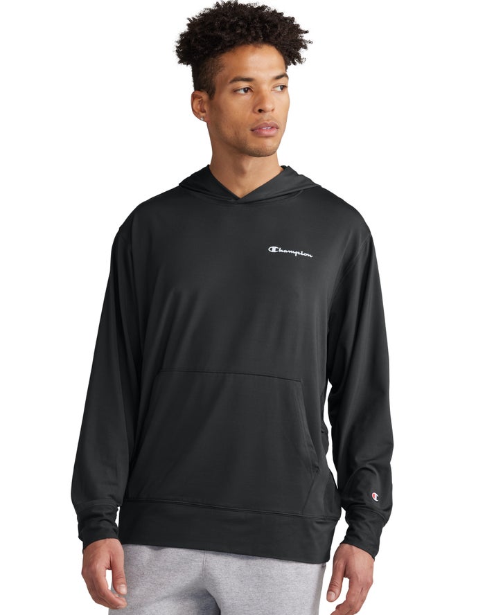 Champion Mens Hoodie NZ - City Sport Reflective Script Logo Black ( 2145-WQVZH )